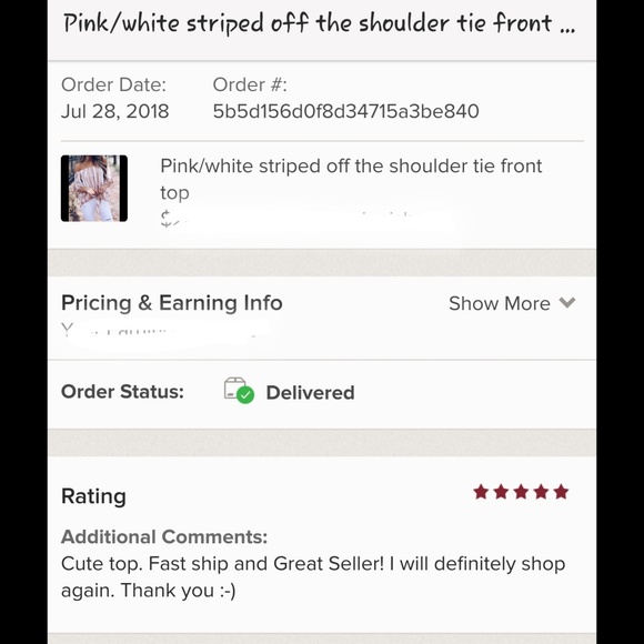 5 ⭐rated pink striped off the shoulder top - Picture 4 of 4